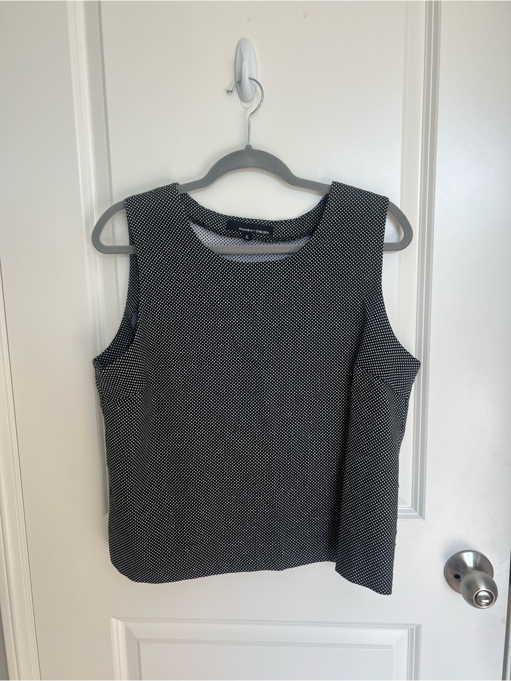 Amanda & Chelsea Black and White Dot-Print Sleeveless Shell